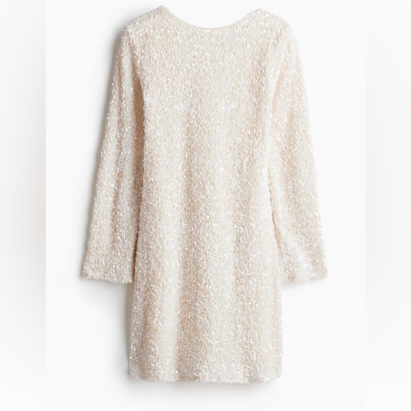 H&M Dresses & Skirts - WOMEN’S CREAM/WHITE SEQUINED DRESS WITH LOW-CUT BACK